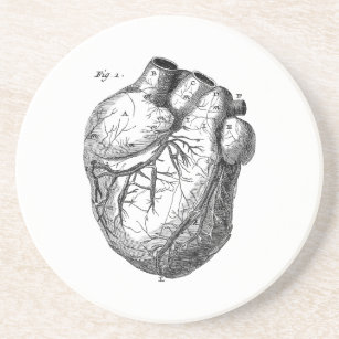 Dessous De Verre En Grès Rétros coeurs cardiaques d'anatomie de coeur