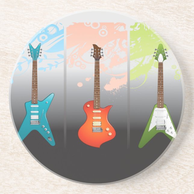 Dessous De Verre En Grès Rêve d'amants de guitare électrique (Devant)