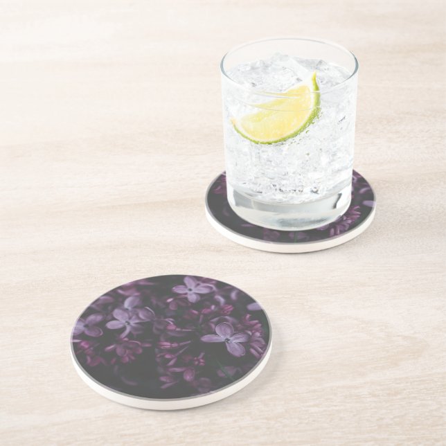 Dessous de verre en grès Reverie de lilas de minui (Côté)