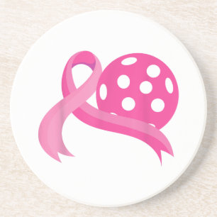 Dessous De Verre En Grès Ribbon Coeur Rose Cute Pickleball Cancer du sein A