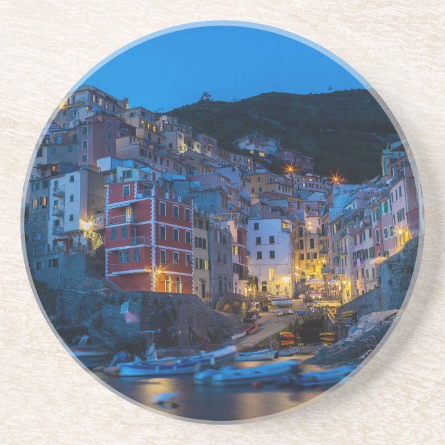 Dessous De Verre En Grès Riomaggiore la nuit Cinque Terre Ligurie Italie (Devant)