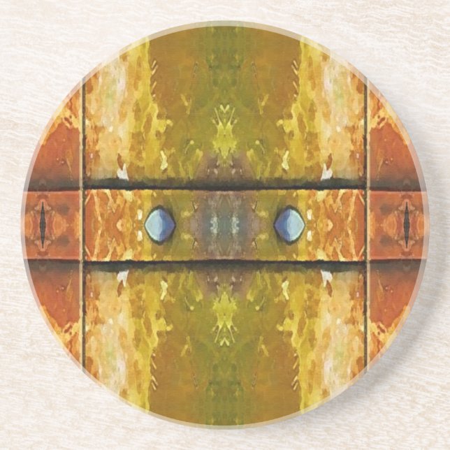 Dessous De Verre En Grès Rivets rouillés et bars Abstraits (Devant)