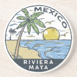 Dessous De Verre En Grès Riviera Maya Mexique Vintage<br><div class="desc">Riviera Maya vectoriel design. La Riviera Maya est une bande côtière des Caraïbes située sur la péninsule du Yucatán,  au nord-est du Mexique.</div>