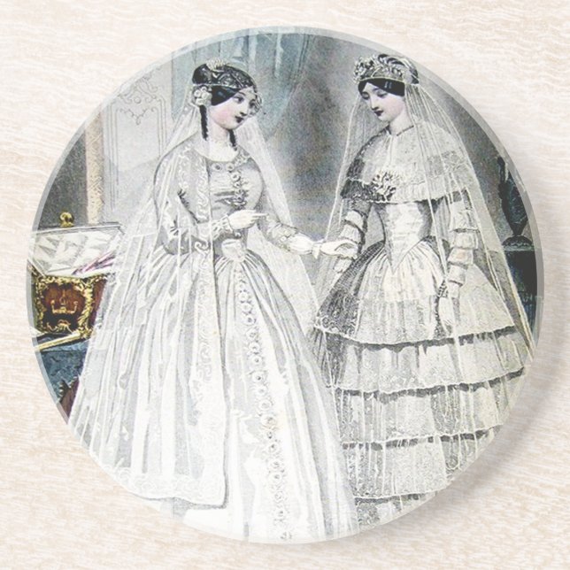 Dessous De Verre En Grès Robes de mariée blanc antique (Devant)