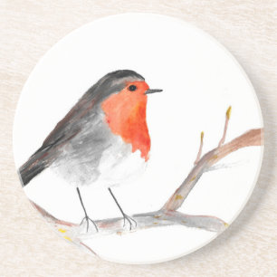 Dessous De Verre En Grès Robin aquarelle Noël hiver mignon Festif
