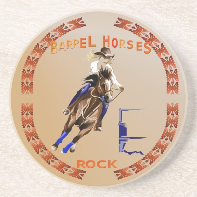 Dessous De Verre En Grès Roche-Dessous de verre de chevaux de baril (Devant)