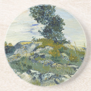 Dessous De Verre En Grès Roches avec chêne, peinture à l'huile de Van Gogh