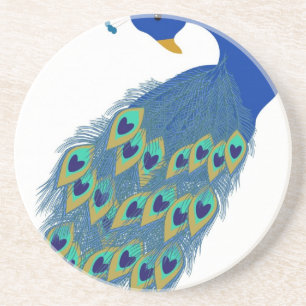 Dessous De Verre En Grès Romantique Elégant Peacock Plumes