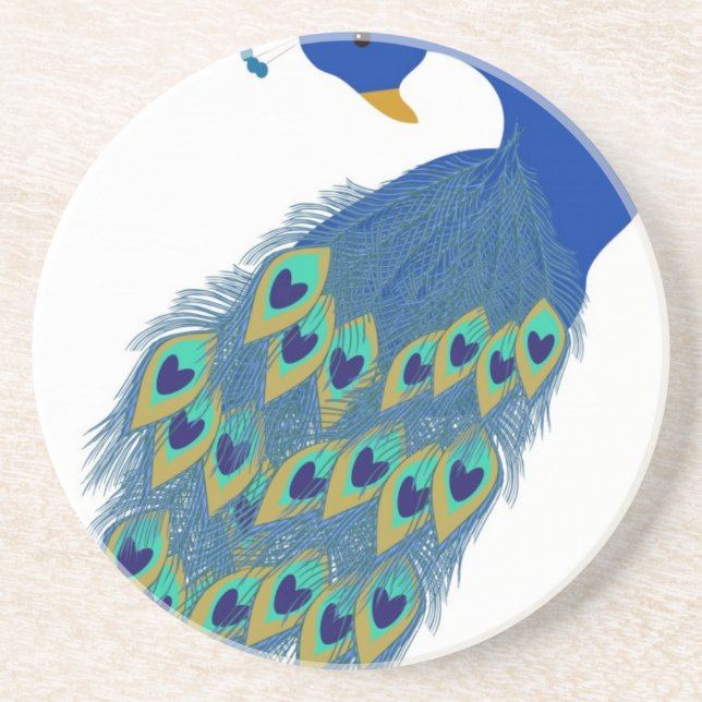 Dessous De Verre En Grès Romantique Elégant Peacock Plumes (Devant)