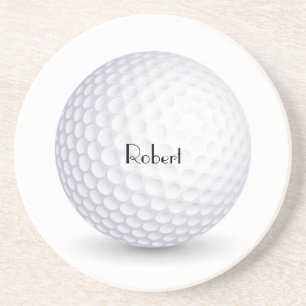 Dessous de verre en grès rond avec balle de golf 3