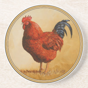 Dessous De Verre En Grès Rooster chicken de Rhode Island