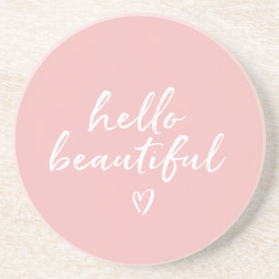 Dessous De Verre En Grès Rose Blanc Bonjour Beau Inspiration Cœur