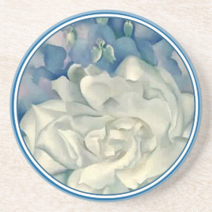 Dessous De Verre En Grès Rose blanc et pied-d'alouette de stupéfaction la