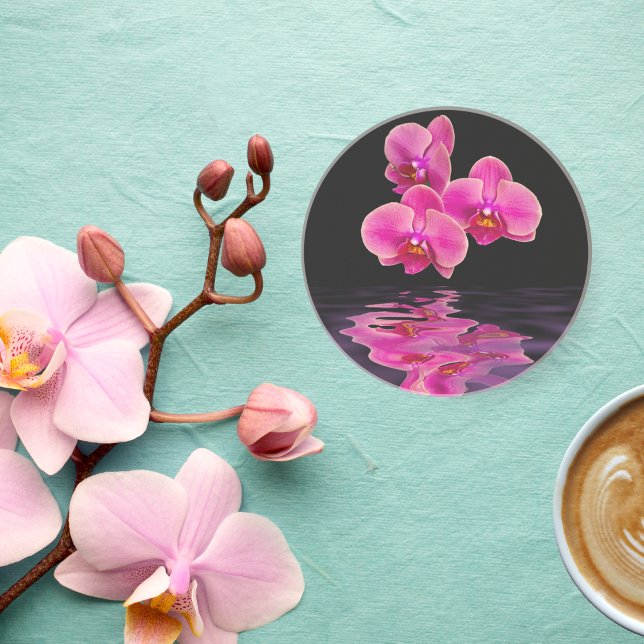 Dessous de verre en grès rose exotique Orchidées (Créateur téléchargé)
