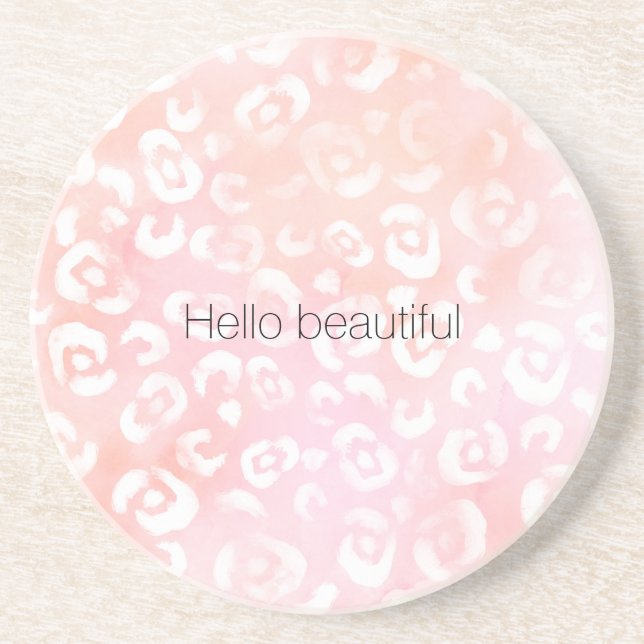 Dessous De Verre En Grès Rose Féminin Pastel Doré Léopard Animal (Devant)