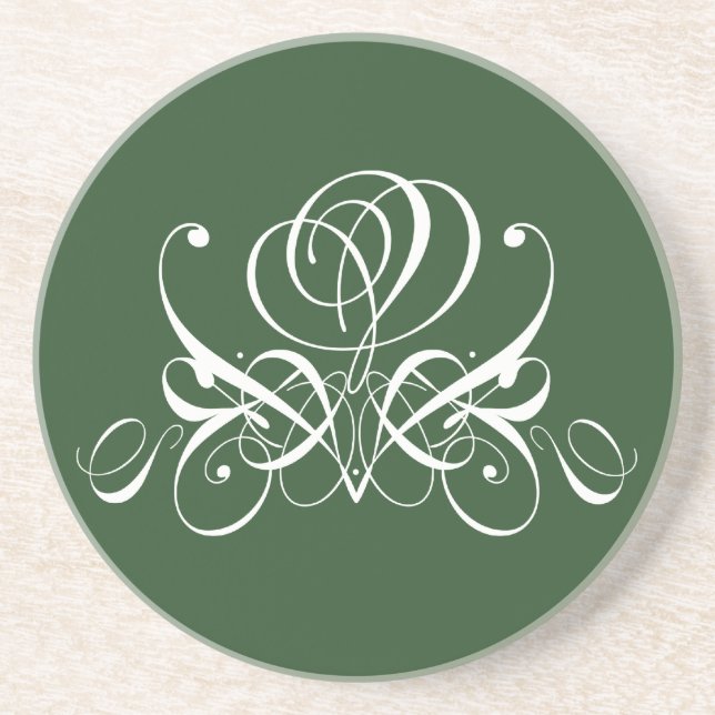 Dessous De Verre En Grès Rose fleuri blanc et vert (Devant)
