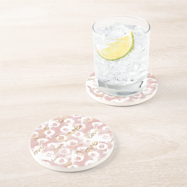 Dessous De Verre En Grès Rose Gold Love XO (Côté)