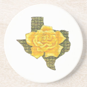 Dessous De Verre En Grès Rose Jaune Du Texas Motif Flower