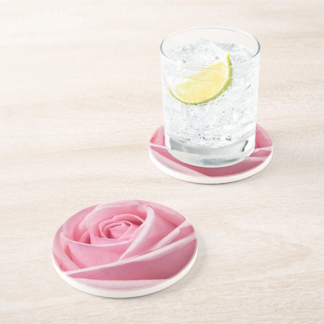Dessous De Verre En Grès Rose Pâle Douce (Côté)