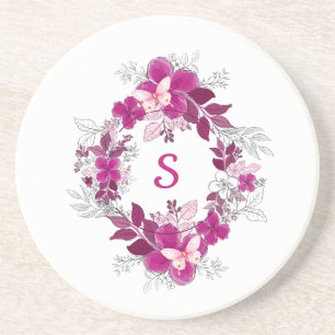 Dessous de verre en grès rose papillon floral