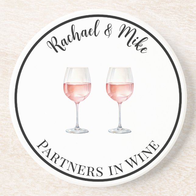 Dessous De Verre En Grès Rosé Partenaires du vin à boire  (Devant)