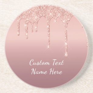Dessous De Verre En Grès Rose Parties scintillant or Blush Éclats Mariage d