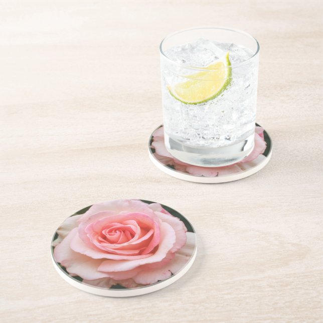 Dessous De Verre En Grès Rose rose simple (Côté)