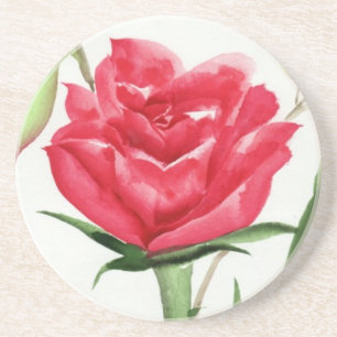 Dessous De Verre En Grès Rose rouge