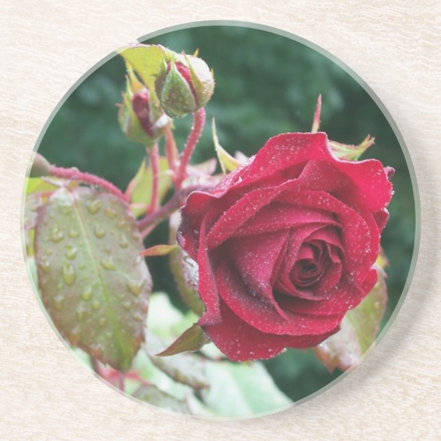 Dessous de verre en grès rose rouge (Devant)