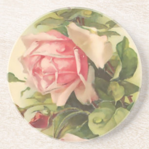 Dessous De Verre En Grès Rose vintage de rose