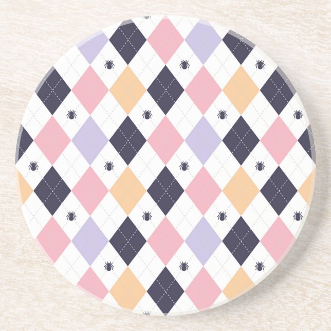 Dessous De Verre En Grès Rose violet diamant avec araignée (Devant)
