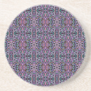 Dessous De Verre En Grès Rose violet géométrique