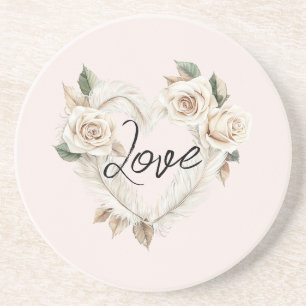 Dessous De Verre En Grès Roses Fleurs de Couleur Rose Romantiques Cœur Amou