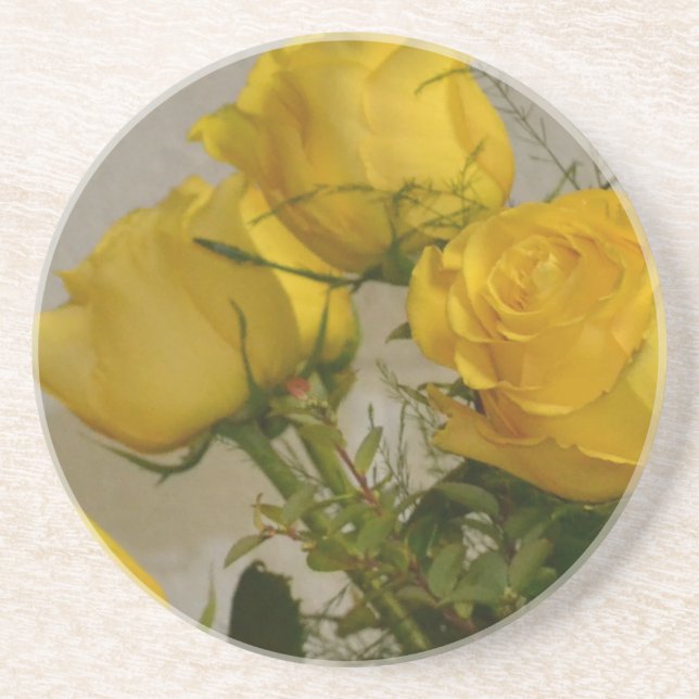 Dessous De Verre En Grès Roses jaunes (Devant)