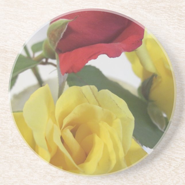 Dessous De Verre En Grès Roses jaunes rouges (Devant)