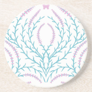 Dessous De Verre En Grès Roses sauvages et papillons /rose/vert pâle/jaune