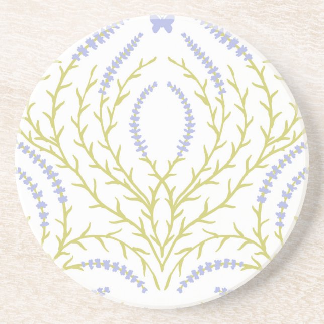 Dessous De Verre En Grès Roses sauvages et papillons /rose/vert pâle/jaune (Devant)