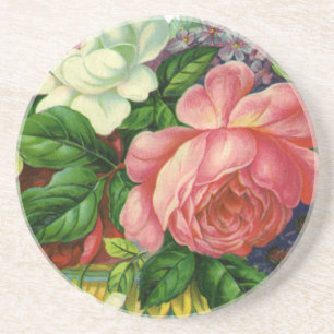 Dessous De Verre En Grès Roses vintages florales roses, Vase de fleurs