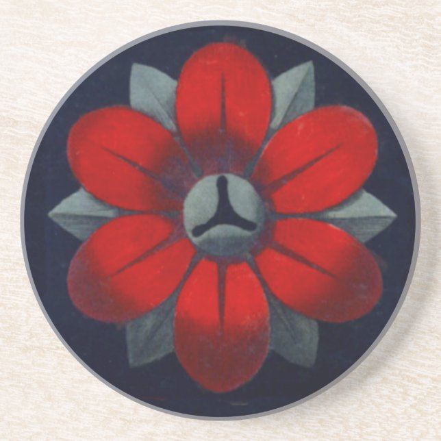 Dessous De Verre En Grès Rosette architecturale n° 3 (Devant)