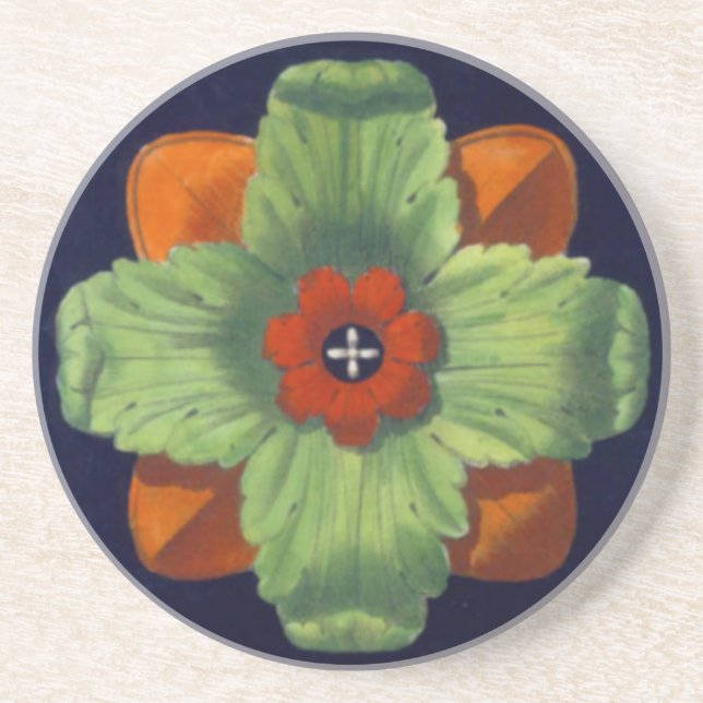 Dessous De Verre En Grès Rosette architecturale n° 4 (Devant)