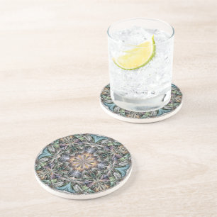 Dessous De Verre En Grès Rosette de jardin Abstraite à plusieurs couleurs