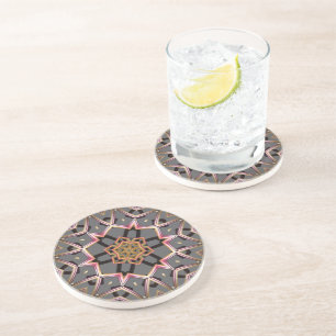 Dessous De Verre En Grès Rosette Dorée