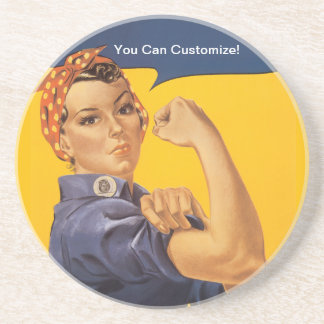 Dessous De Verre En Grès Rosie the Riveter We Can Do It! Your Text Here