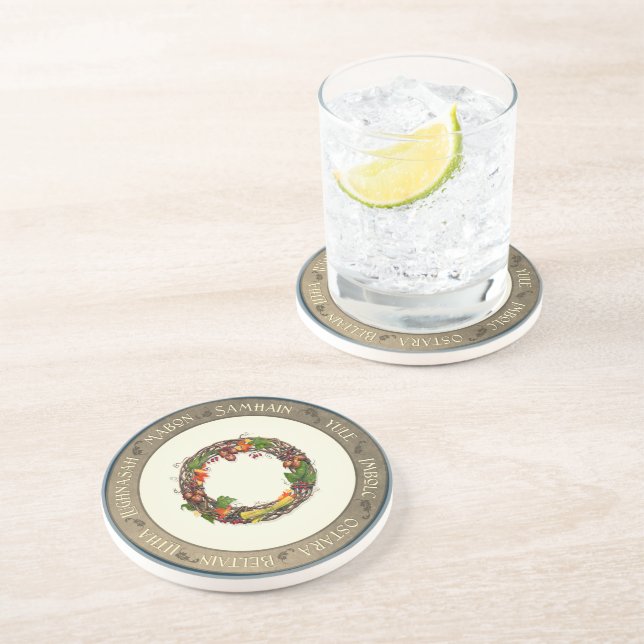Dessous De Verre En Grès Roue de l'année de fin d'automne (Côté)