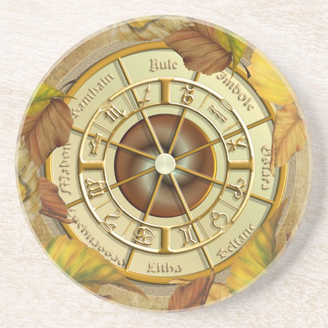 Dessous De Verre En Grès Roue des dessous de verre de grès d'année (Devant)