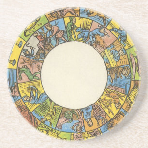 Dessous De Verre En Grès Roue du zodiaque céleste vintage et astrologique