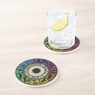 Dessous De Verre En Grès Roue vintage Zodiac