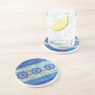 Dessous De Verre En Grès Roues côtières rustiques de bateau de décor de