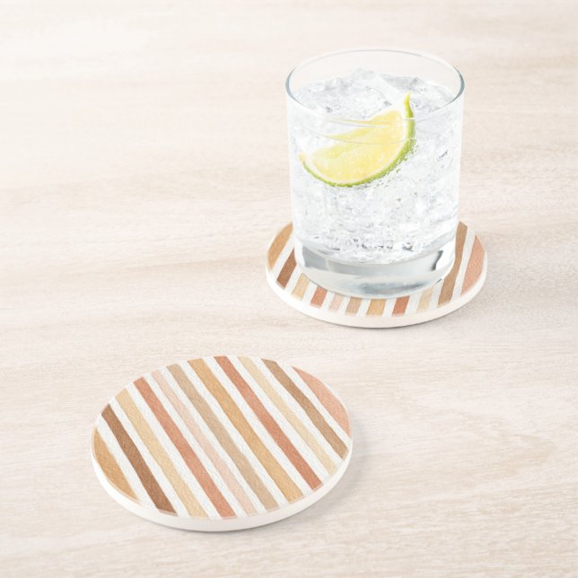 Dessous De Verre En Grès Rouge aux Lignes de Citrouille Latte (Côté)