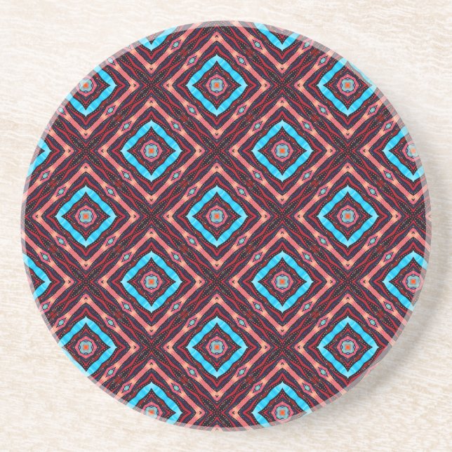 Dessous De Verre En Grès Rouge avec diamant bleu (Devant)